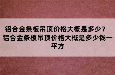 铝合金条板吊顶价格大概是多少？ 铝合金条板吊顶价格大概是多少钱一平方